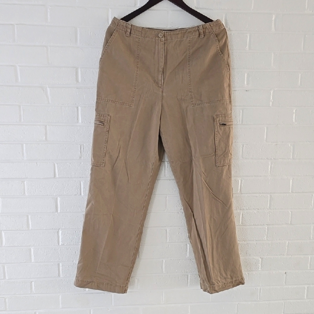 Lauren RALPH Lauren Cargo Pants 100%Cotton Size 12P Tan Color